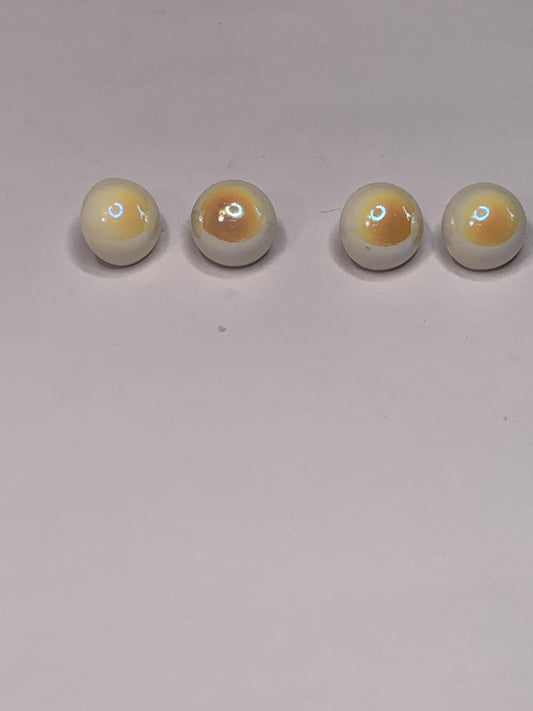 Vintage Baby/Children 4 Round Plastic Buttons, Shank, White, 1.0 cm, New/Old Stock