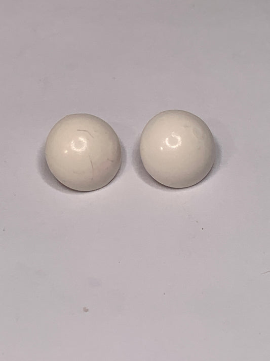 Vintage Baby/Children 2 Round Plastic Buttons, Shank, White, 1.3 cm, New/Old Stock