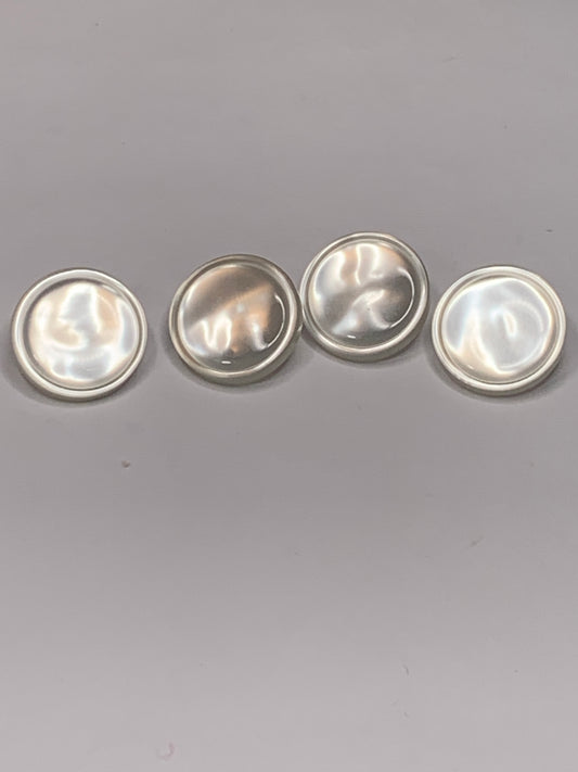 Vintage Baby/Children 2 Round Plastic Buttons, Shank, White, 1.3 cm, New/Old Stock