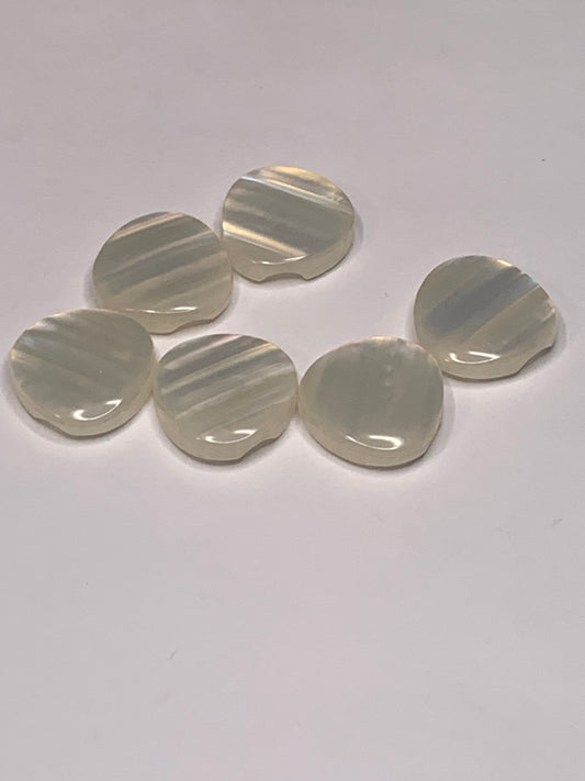 Vintage Baby/Children 6 Round Plastic Buttons, Shank, White, 1.5 cm, New/Old Stock