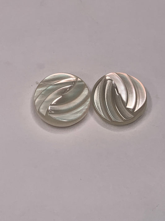 Vintage Baby/Children 2 Round Plastic Buttons, Shank, White, 1.5 cm, New/Old Stock