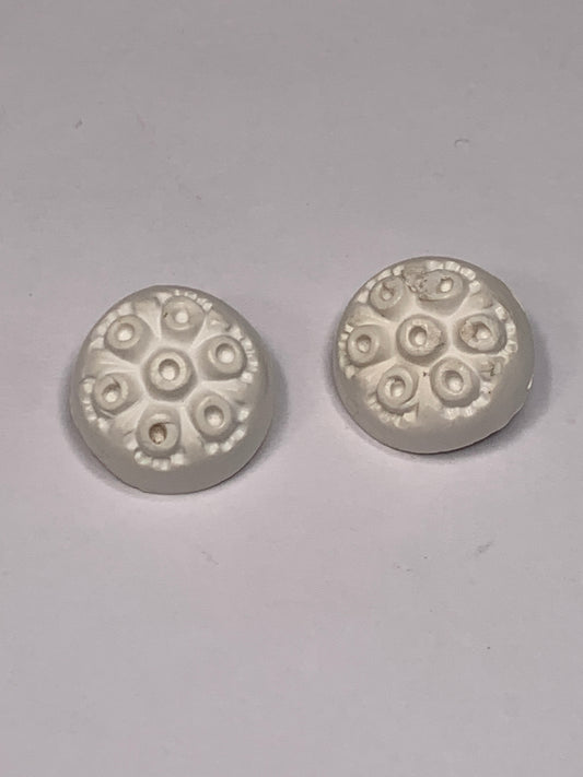 Vintage Baby/Children 2 Round Plastic Buttons, Shank, White, 1.5 cm, New/Old Stock