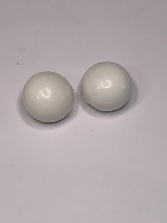 Vintage Baby/Children 2 Round Plastic Buttons, Shank, White, 1.5 cm, New/Old Stock