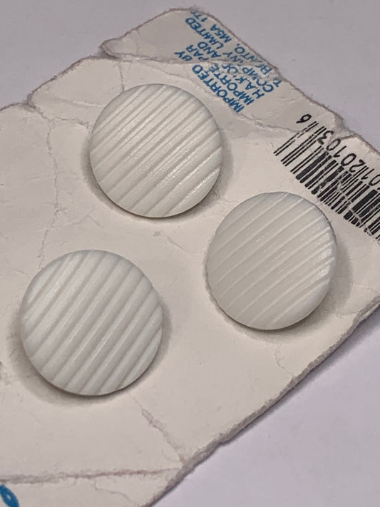 Vintage Baby/Children 3 Round Plastic Buttons, Shank, White, 1.5 cm, New/Old Stock