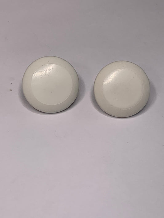 Vintage 2 Round Plastic Buttons, Shank, White, 1.8 cm, New/Old Stock
