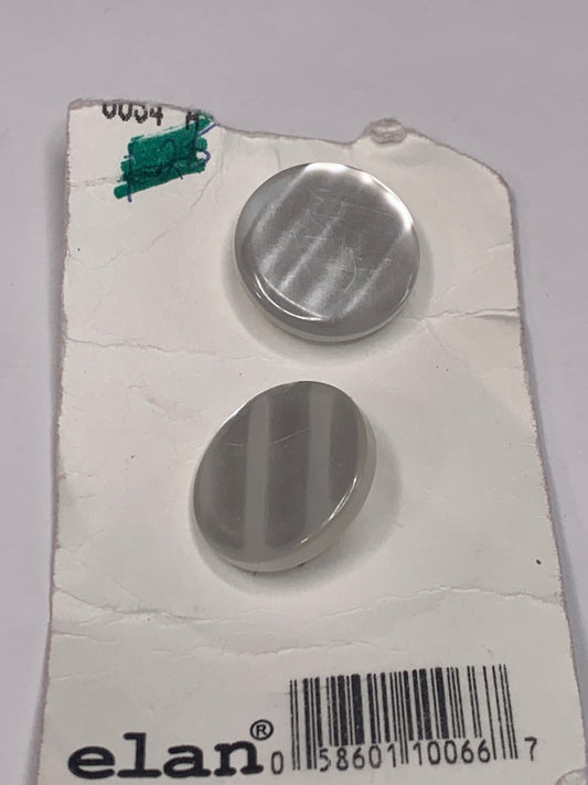 Vintage 2 Round Plastic Buttons, Shank, White, 1.8 cm, New/Old Stock