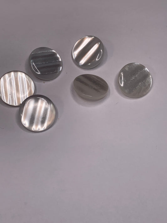 Vintage 6 Round Plastic Buttons, Shank, White, 1.8 cm, New/Old Stock