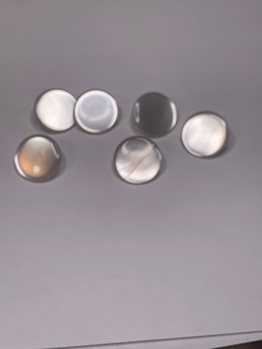 Vintage 6 Round Plastic Buttons, Shank, White, 1.8 cm, New/Old Stock