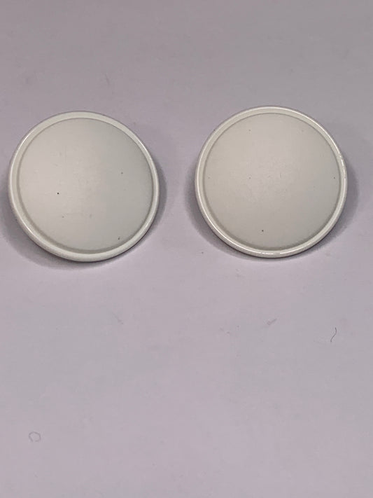 Vintage 2 Round Plastic Buttons, Shank, White, 2.0 cm, New/Old Stock