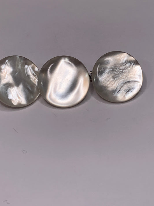 Vintage 3 Round Plastic Buttons, Shank, White, 2.0 cm, New/Old Stock