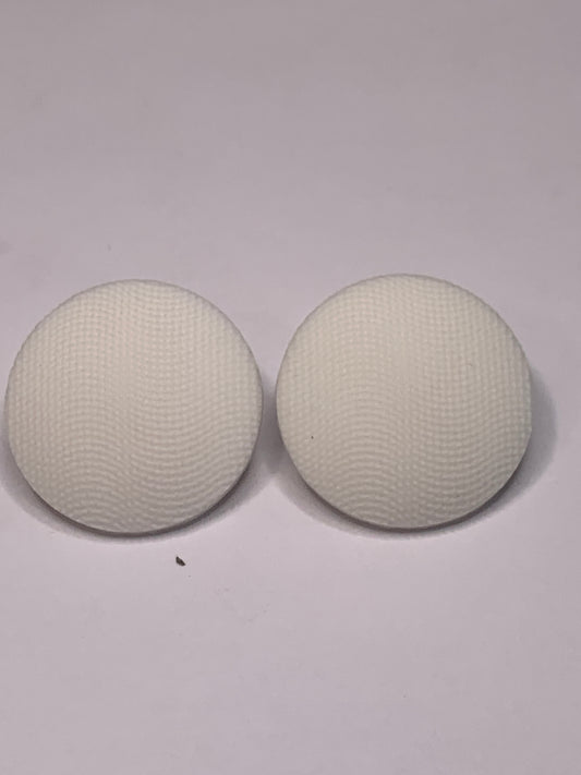 Vintage 2 Round Plastic Buttons, Shank, White, 2.2 cm, New/Old Stock