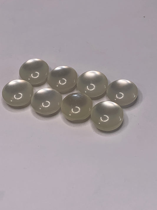 Vintage 8 Round Plastic Buttons, Shank, White, 1.2 cm, New/Old Stock