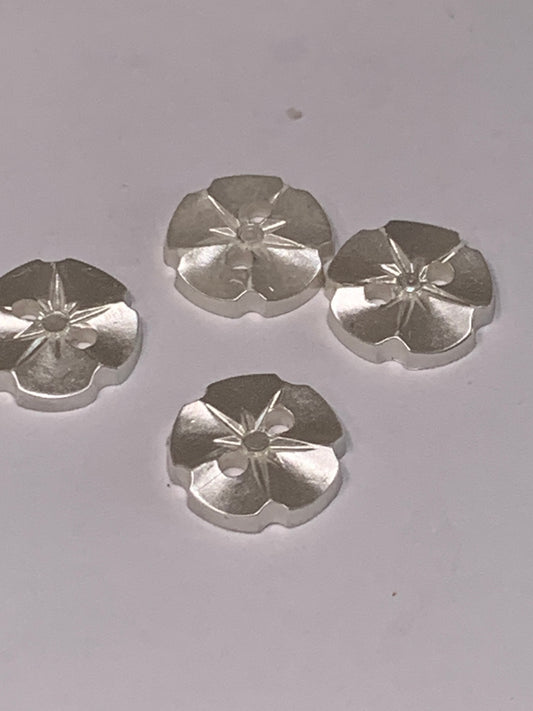 Vintage 4 Round Plastic Buttons, Two Holes, White, 1.0 cm, New/Old Stock