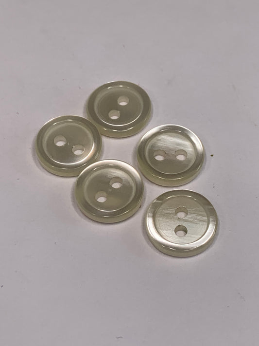Vintage Children/Baby 5 Round Plastic Buttons, Two Holes, White, 1.2 cm, New/Old Stock