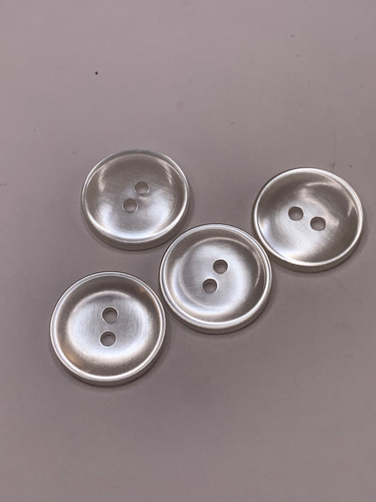Vintage 4 Round Plastic Buttons, Two Holes, White, 1.8 cm, New/Old Stock