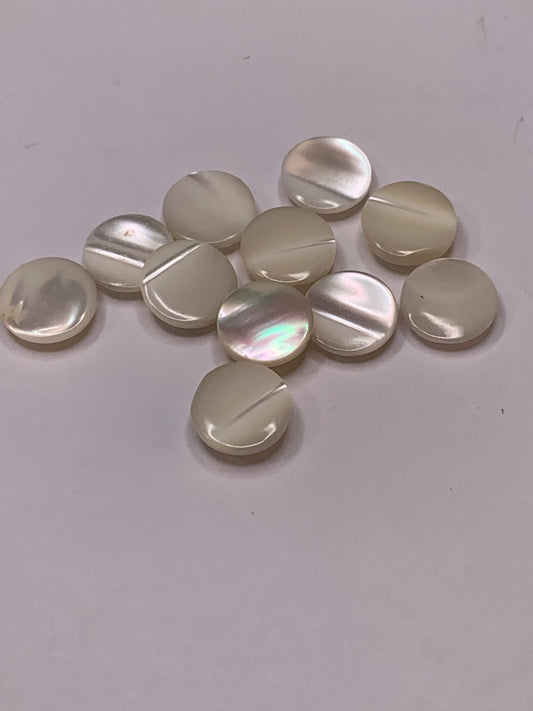 Vintage Children/Baby 11 Round Plastic Buttons, Shank, Off White, 0.8 cm, New/Old Stock