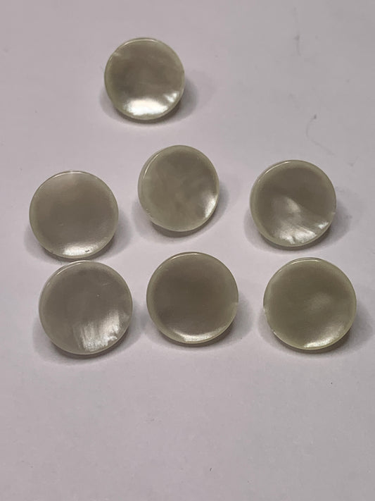 Vintage Children/Baby 7 Round Plastic Buttons, Shank, Off White, 1.0 cm, New/Old Stock