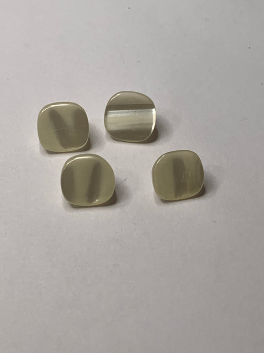 Vintage Children/Baby 4 square Plastic Buttons, Shank, Off White, 1.2 cm, New/Old Stock