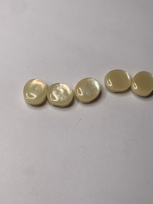 Vintage Children/Baby 5 Round Plastic Buttons, Shank, Off White, 1.2 cm, New/Old Stock