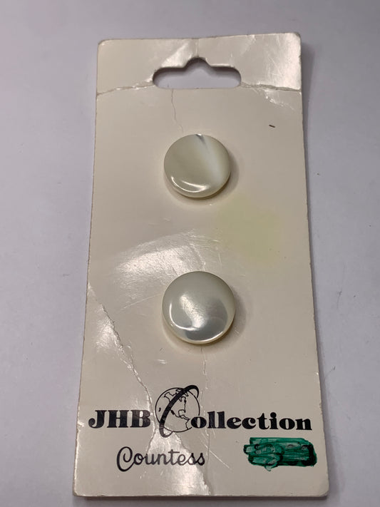 Vintage Children/Baby 2 Round Plastic Buttons, Shank, Off White, 1.5 cm, New/Old Stock