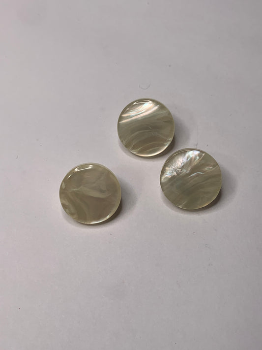 Vintage Children/Baby 3 Round Plastic Buttons, Shank, Off White, 1.5 cm, New/Old Stock