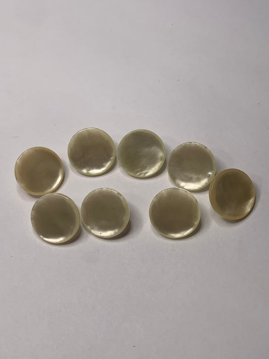 Vintage Children/Baby 8 Round Plastic Buttons, Shank, Off White, 1.5 cm, New/Old Stock