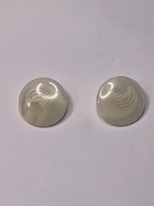 Vintage 2 Round Plastic Buttons, Shank, Off White, Beige, 2.0 cm, New/Old Stock
