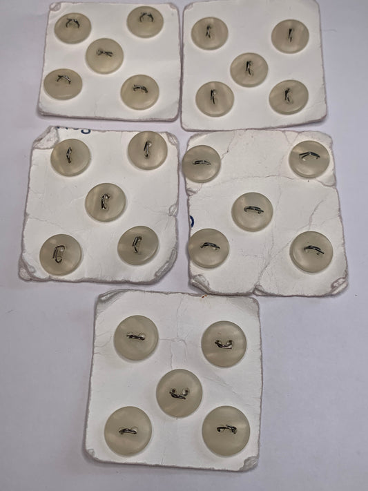 Vintage Children/Baby 25 Round Plastic Buttons, Two Holes, Off White, Beige, 1.2 cm, New/Old Stock