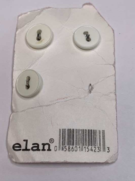 Vintage Children/Baby 3 Round Plastic Buttons, Two Holes, Off White, Beige, 1.2 cm, New/Old Stock