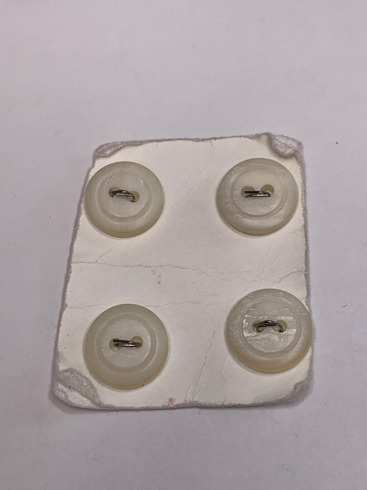Vintage Children/Baby 4 Round Plastic Buttons, Two Holes, Off White, Beige, 1.2 cm, New/Old Stock
