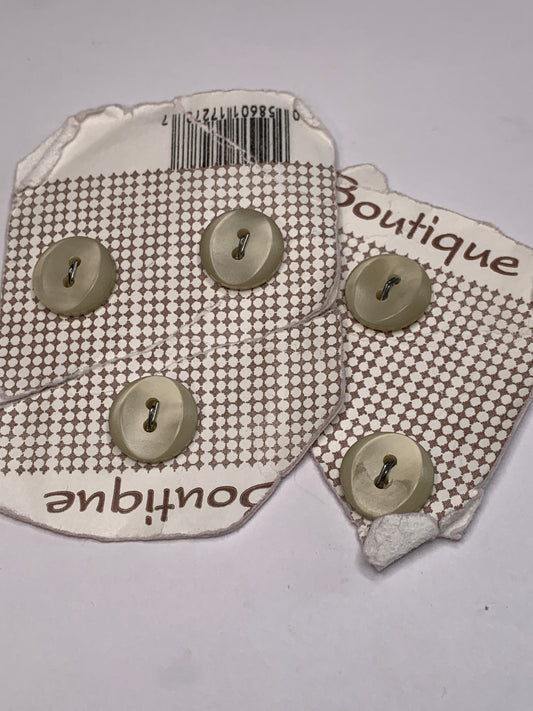 Vintage Children/Baby 5 Round Plastic Buttons, Two Holes, Off White, Beige, 1.2 cm, New/Old Stock
