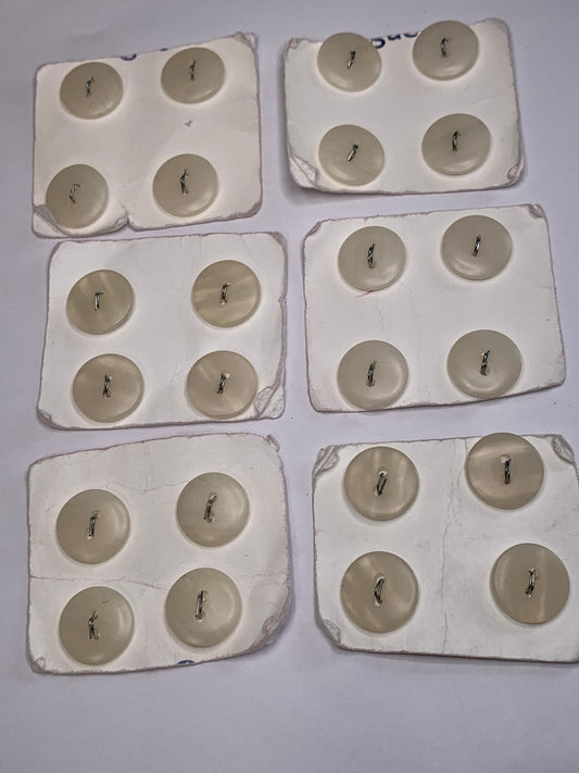Vintage Children/Baby 24 Round Plastic Buttons, Two Holes, Off White, Beige, 1.5 cm, New/Old Stock