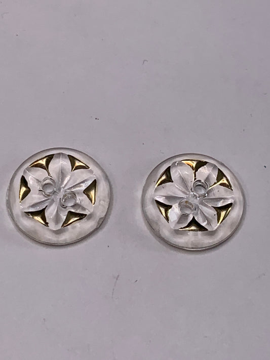 Vintage Children/Baby 2 Round Plastic Buttons, Two Holes, Off White, Beige, 1.5 cm, New/Old Stock