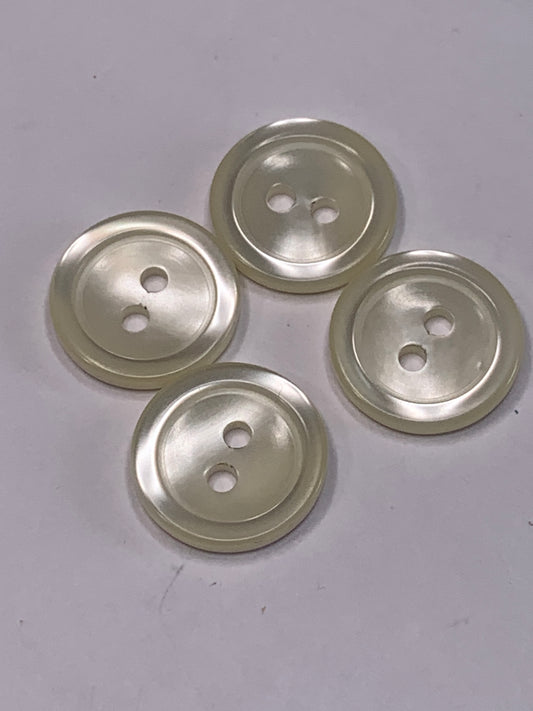 Vintage Children/Baby 4 Round Plastic Buttons, Two Holes, Off White, Beige, 1.5 cm, New/Old Stock