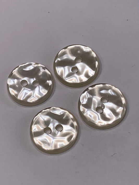 Vintage Children/Baby 4 Round Plastic Buttons, Two Holes, Off White, Beige, 1.5 cm, New/Old Stock