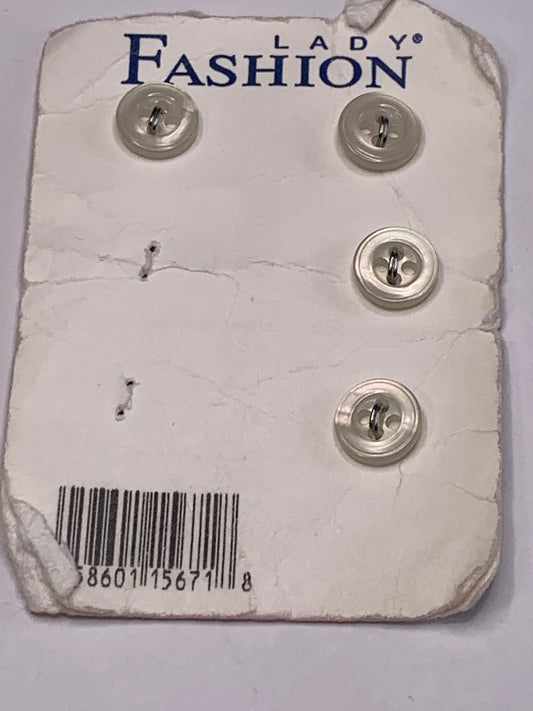 Vintage Children/Baby 4 Round Plastic Buttons, Four Holes, Off White, Beige, 0.8cm, New/Old Stock