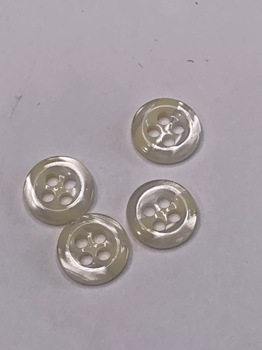 Vintage Children/Baby 4 Round Plastic Buttons, Four Holes, Off White, Beige, 0.8cm, New/Old Stock