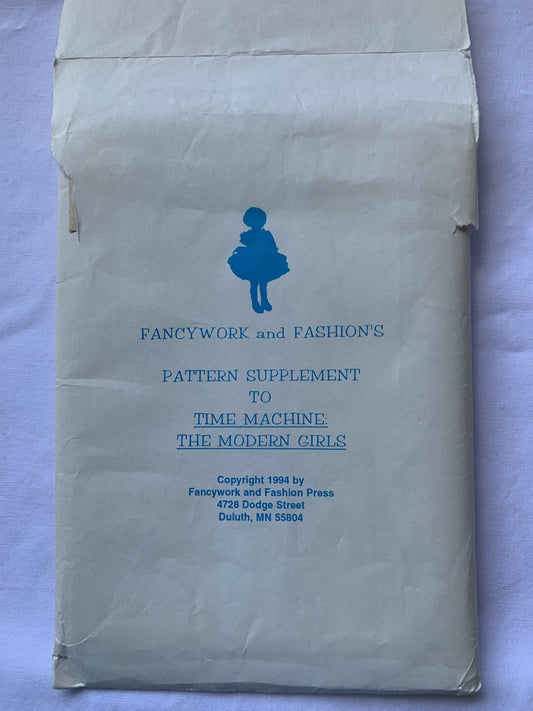 Fancywork and Fashion's Sewing Pattern 18" Doll Clothes Wardrobe, Dress, Hat, Sweatshirt, Apron, Jumper, Uncut, 1994