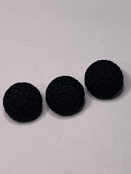 Vintage 3 Round Plastic Buttons, Shank, Black, 1.4 cm, New/Old Stock
