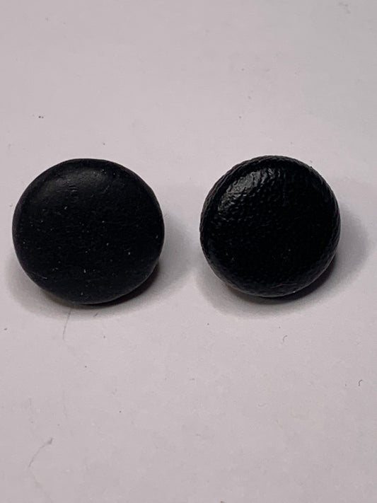 Vintage 2 Round Plastic Buttons, Shank, Black, 1.5 cm, New/Old Stock