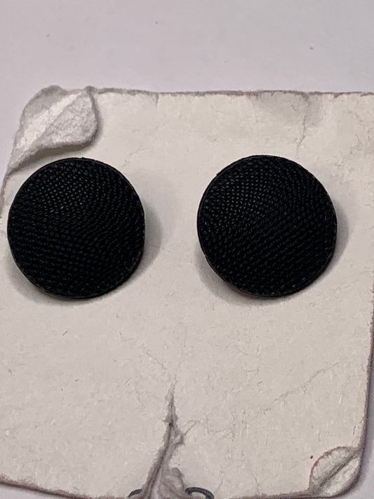 Vintage 2 Round Plastic Buttons, Shank, Black, 1.5 cm, New/Old Stock