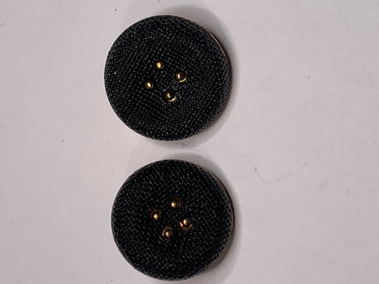 Vintage 3 Round Plastic Buttons, Shank, Black, 2.2 cm, New/Old Stock