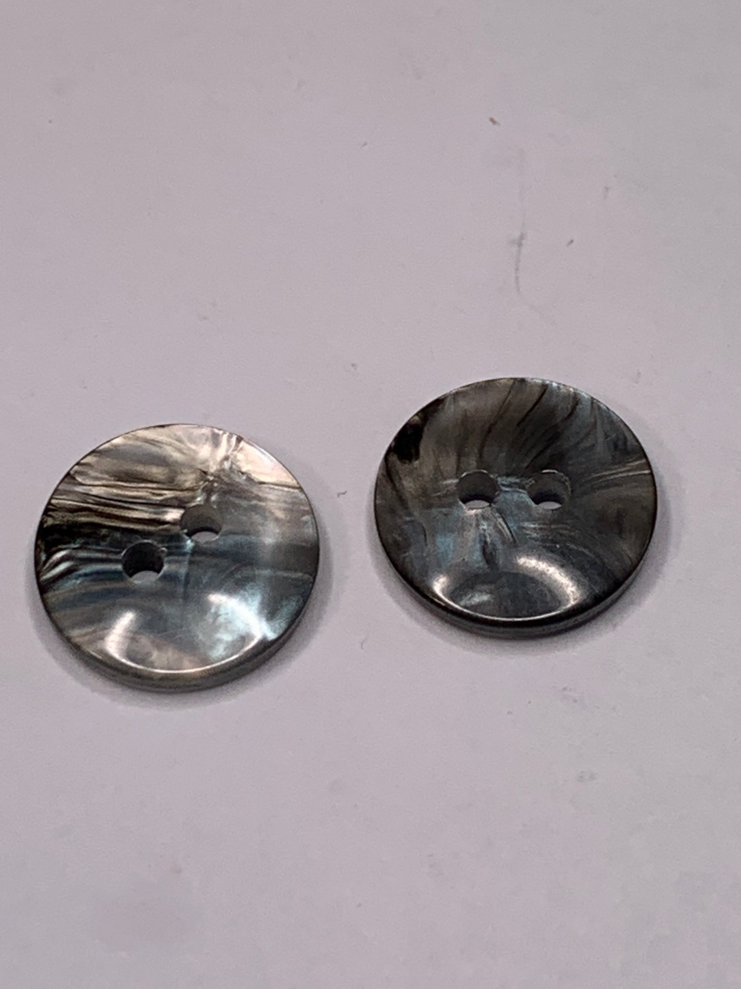 Vintage 2 Round Plastic Buttons, Two Holes, Black, 1.5 cm, New/Old Stock