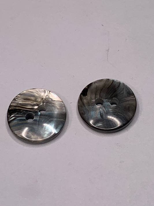 Vintage 2 Round Plastic Buttons, Two Holes, Black, 1.5 cm, New/Old Stock