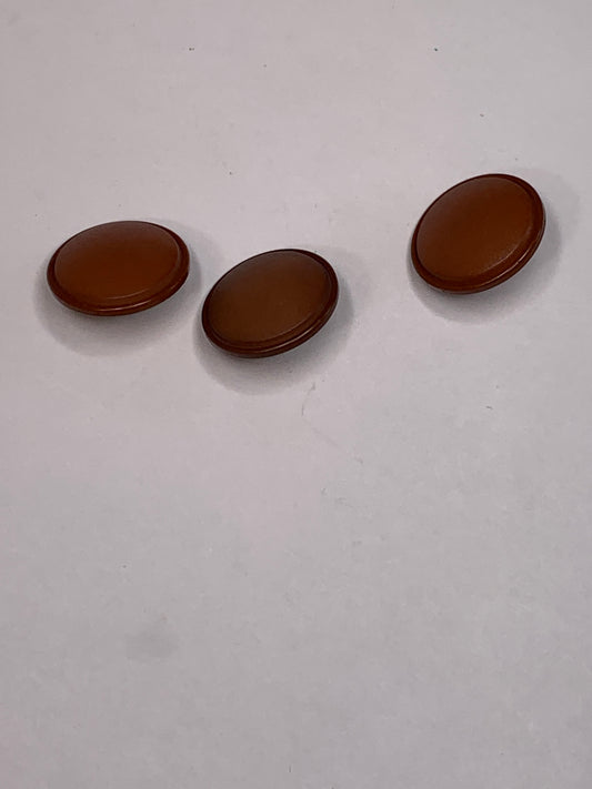 Vintage 3 Round Plastic Buttons, Shank, Brown, 1.5 cm, New/Old Stock