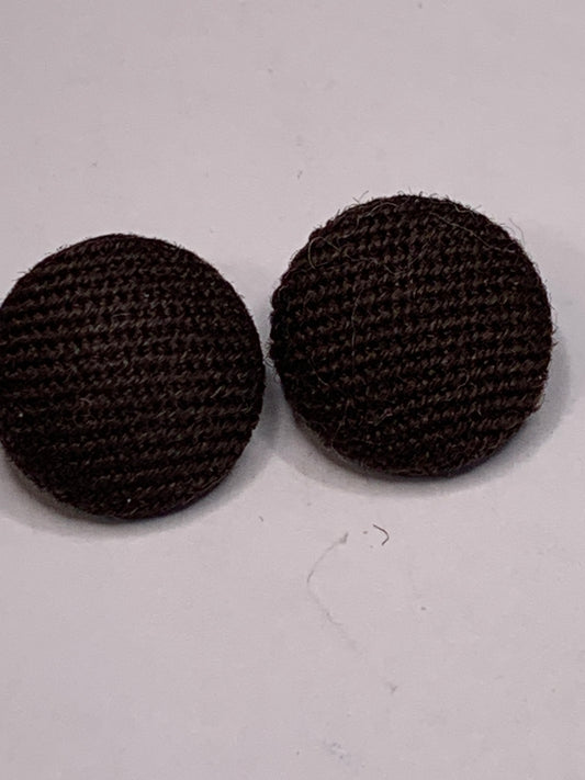 Vintage 2 Round Plastic Buttons, Shank, Brown, 1.5 cm, New/Old Stock