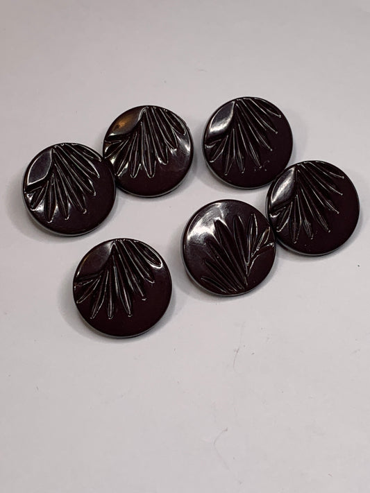 Vintage 6 Round Plastic Buttons, Shank, Brown, 1.8 cm, New/Old Stock