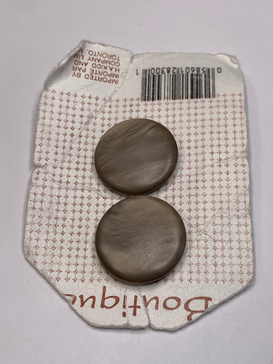 Vintage  Round Plastic Buttons, Shank, Brown, 2.0 cm, New/Old Stock