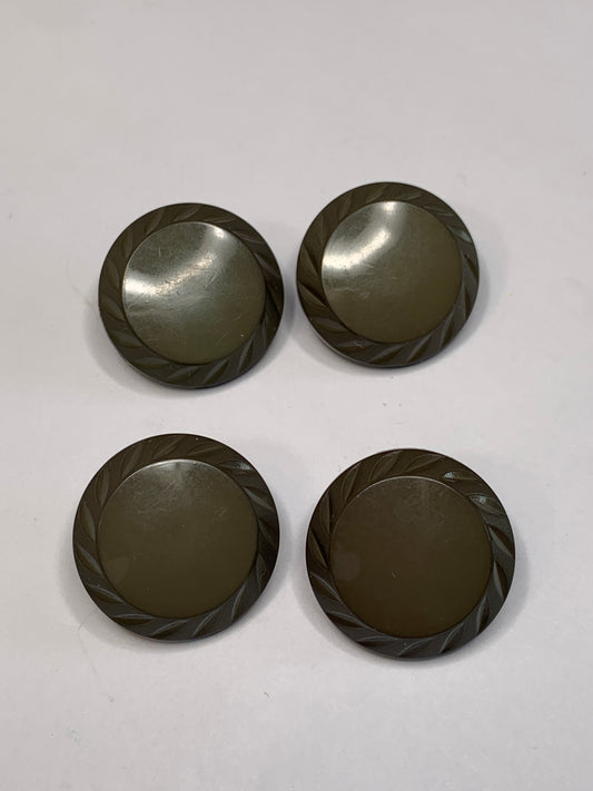 Vintage 4  Round Plastic Buttons, Shank, Brown, 2.0 cm, New/Old Stock