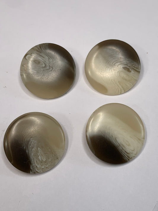 Vintage 4  Round Plastic Buttons, Shank, Brown, 2.2 cm, New/Old Stock
